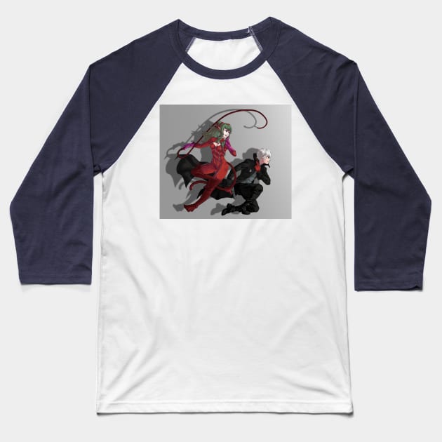 Robin and Tiki as Panther and Joker Baseball T-Shirt by IUBWORKS